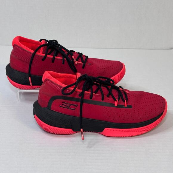 Under Armour UA Curry SC 3Zero 3 GS Red Black Basketball Sneakers Size 5.5Y EUC - Picture 4 of 16